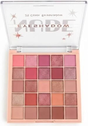 باليت ظلال عيون ملونة ملونة بالوان روز جولد وبني نود ولامع، مظهر طبيعي يدوم طويلا ومقاوم للماء - غطاء - 25 لون نود