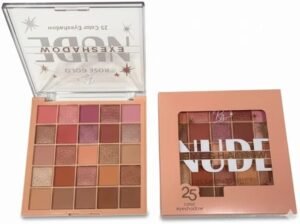 باليت ظلال عيون ملونة ملونة بالوان روز جولد وبني نود ولامع، مظهر طبيعي يدوم طويلا ومقاوم للماء - غطاء - 25 لون نود