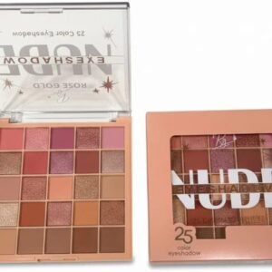 باليت ظلال عيون ملونة ملونة بالوان روز جولد وبني نود ولامع، مظهر طبيعي يدوم طويلا ومقاوم للماء - غطاء - 25 لون نود