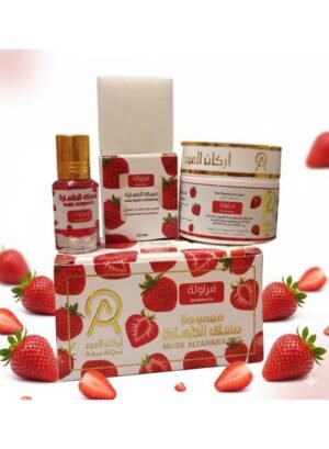 مجموعة مسك طهارة أركان العود من 3 قطع عناية شخصية كاملة انتعاش أصلي رائحة الفراولة